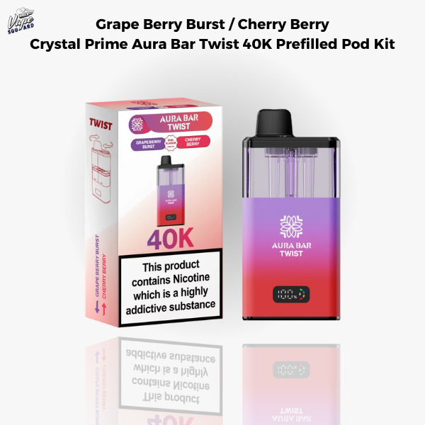 Grape Berry Burst / Cherry Berry Aura Bar Twist 40K Prefilled Pod Kit