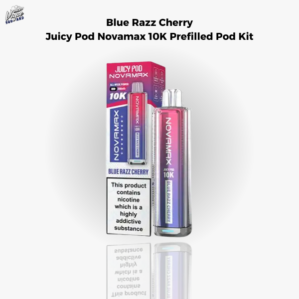 Blue Razz Cherry Juicy Pod Novamax 10K Prefilled Pod Kit