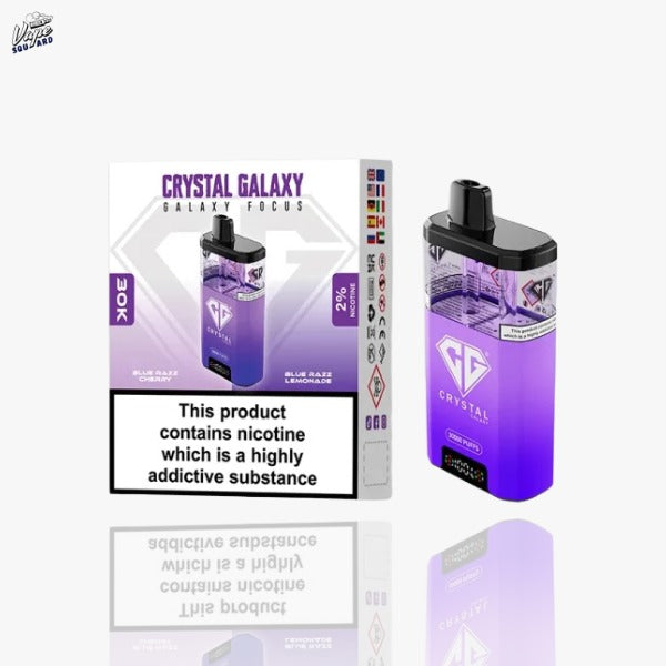 Blue Razz Cherry and Blue Razz Lemonade Crystal Galaxy Focus 30K Prefilled Vape Kit