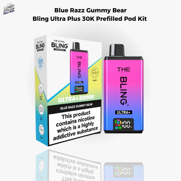 Blue Razz Gummy Bear Bling Ultra Plus 30K Prefilled Pod Kit