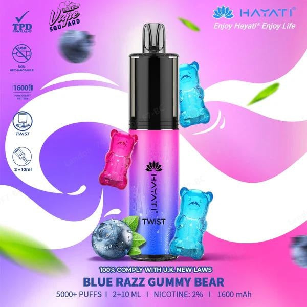 Blue Razz Gummy Bear Hayati Twist 5000 Puffs Prefilled Vape