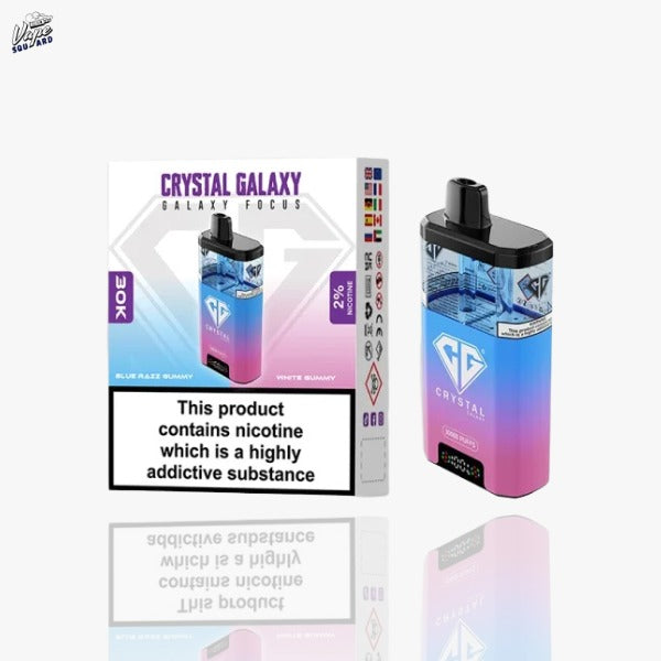 Blue Razz Gummy and White Gummy Crystal Galaxy Focus 30K Prefilled Vape Kit