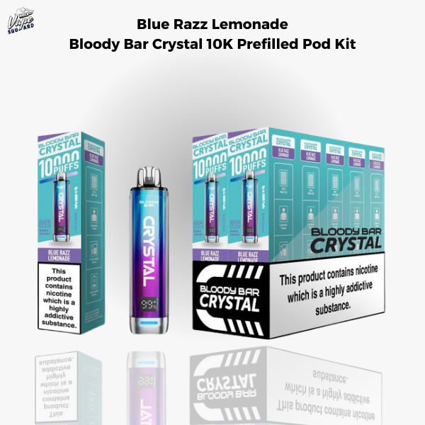 Blue Razz Lemonade Bloody Bar Crystal 10K Prefilled Pod Kit