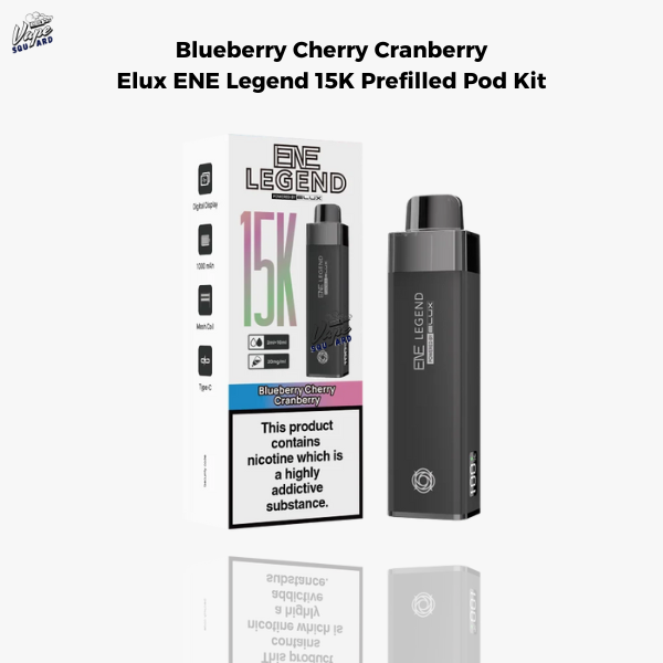 Blueberry Cherry Cranberry Elux ENE Legend 15K Prefilled Pod Kit
