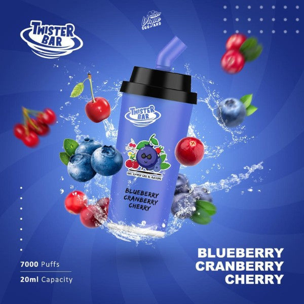 Blueberry Cranberry Cherry Twister Bar 7000 Puffs Prefilled Vape