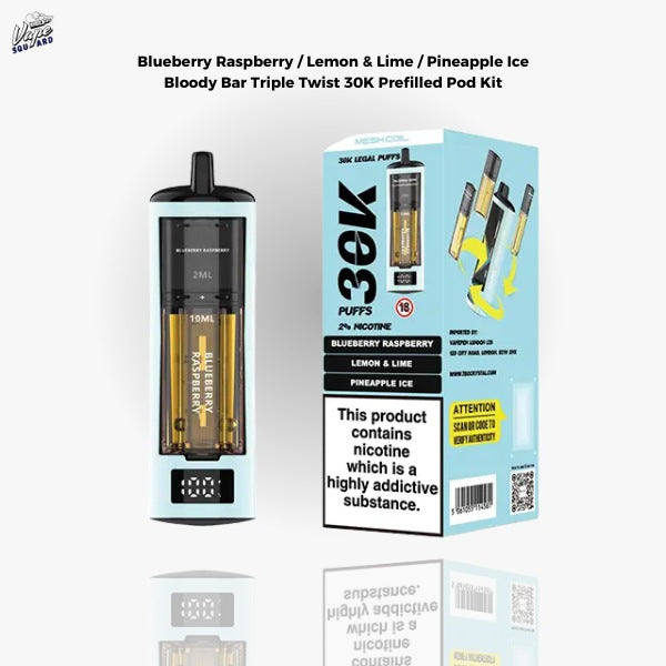 Blueberry Raspberry / Lemon Lime / Pineapple Ice Bloody Bar Triple Twist 30K Prefilled Pod Kit