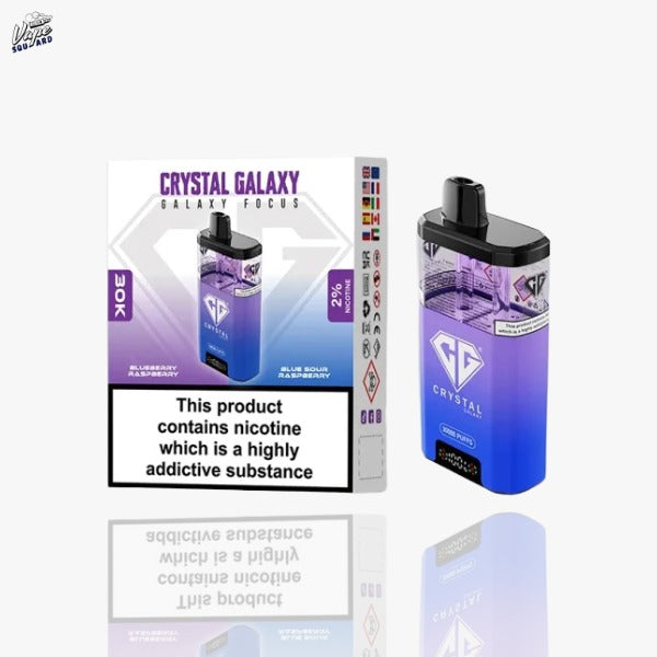 Blueberry Raspberry and Blueberry Sour Raspberry Crystal Galaxy Focus 30K Prefilled Vape Kit