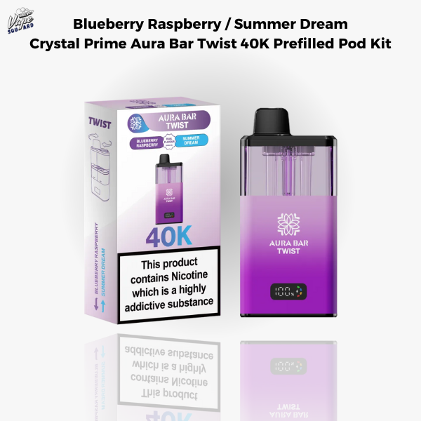 Blueberry Raspberry and Summer Dream Aura Bar Twist 40K Prefilled Pod Kit