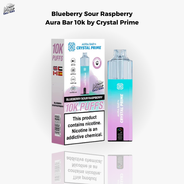 Blueberry Sour Raspberry Aura Bar 10k Prefilled Vape By Crystal Prime