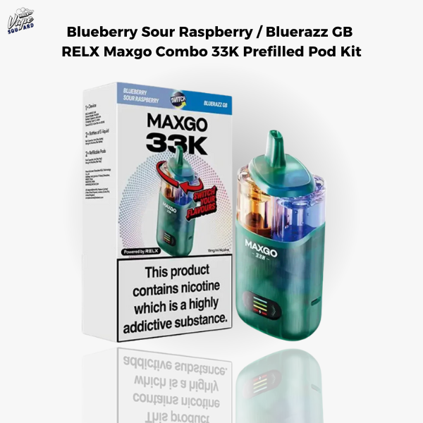 Blueberry Sour Raspberry / Blue Raspberry Gummy Bear RELX Maxgo Combo 33K Prefilled Pod Kit