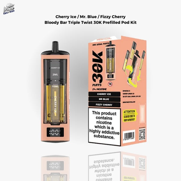 Cherry Ice / Mr. Blue / Fizzy Cherry Bloody Bar Triple Twist 30K Prefilled Pod Kit