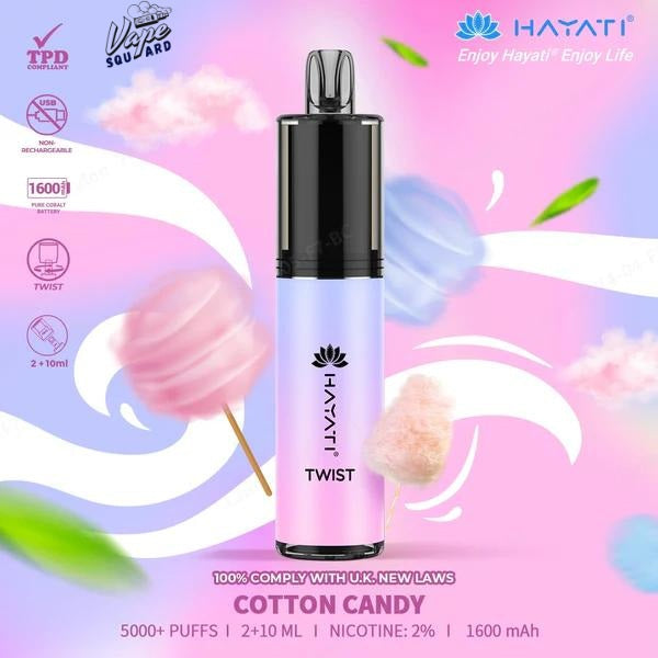 Cotton Candy Hayati Twist 5000 Puffs Prefilled Vape Cotton Candy Hayati Twist 5000 Puffs Prefilled Vape