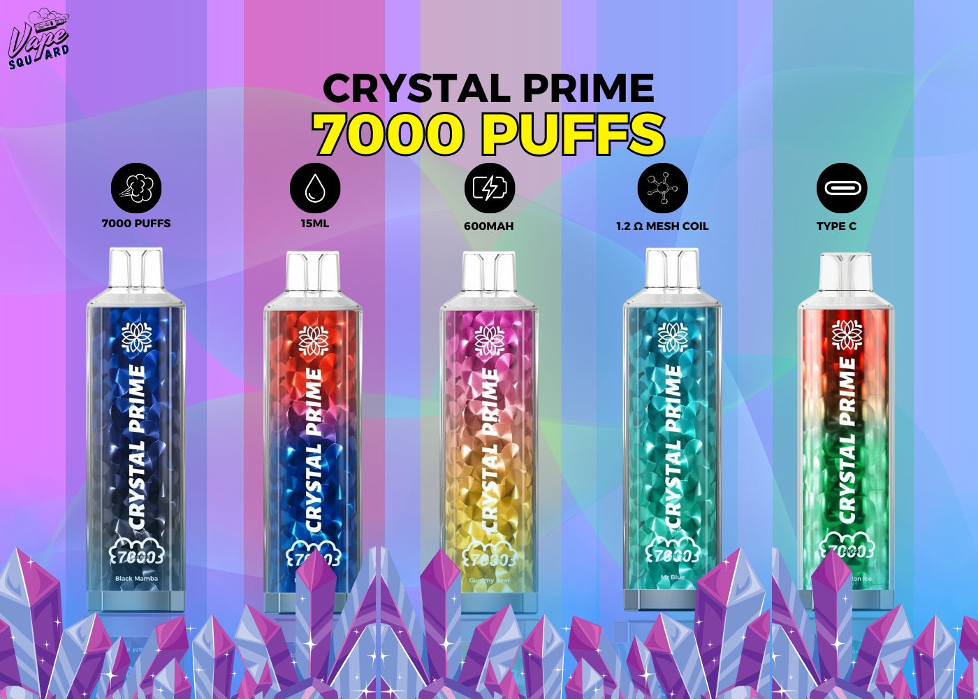 Crystal Prime 7000 Puffs Disposable Vape Box of 10