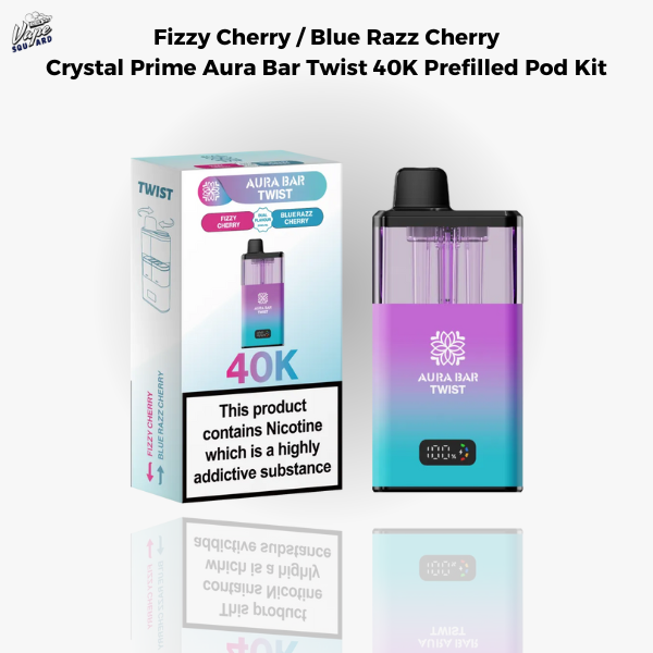 Fizzy Cherry / Blue Razz Cherry Crystal Prime Aura Bar Twist 40K Prefilled Pod Kit