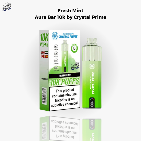 Fresh Mint Aura Bar 10k Prefilled Vape By Crystal Prime