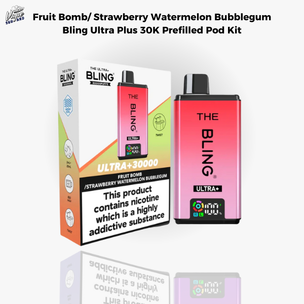Fruit Bomb/ Strawberry Watermelon Bubblegum Bling Ultra Plus 30K Prefilled Pod Kit