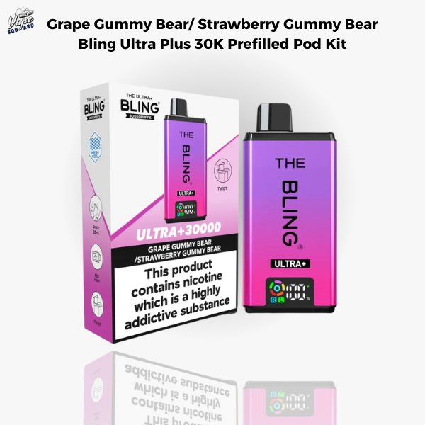 Grape Gummy Bear/ Strawberry Gummy Bear Bling Ultra Plus 30K Prefilled Pod Kit