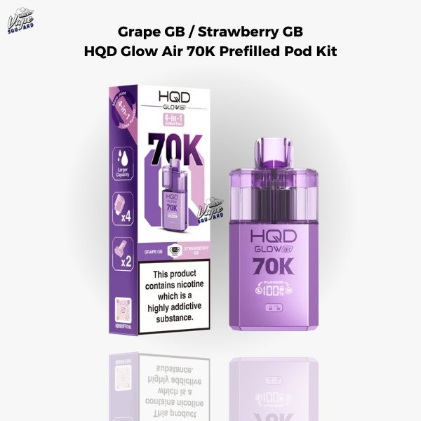 Grape Gummy Bear / Strawberry Gummy Bear HQD Glow Air 70K Prefilled Pod Kit