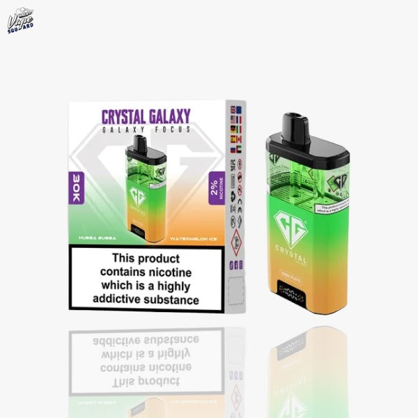 Hubba Bubba and Watermelon Ice Crystal Galaxy Focus 30K Prefilled Vape Kit