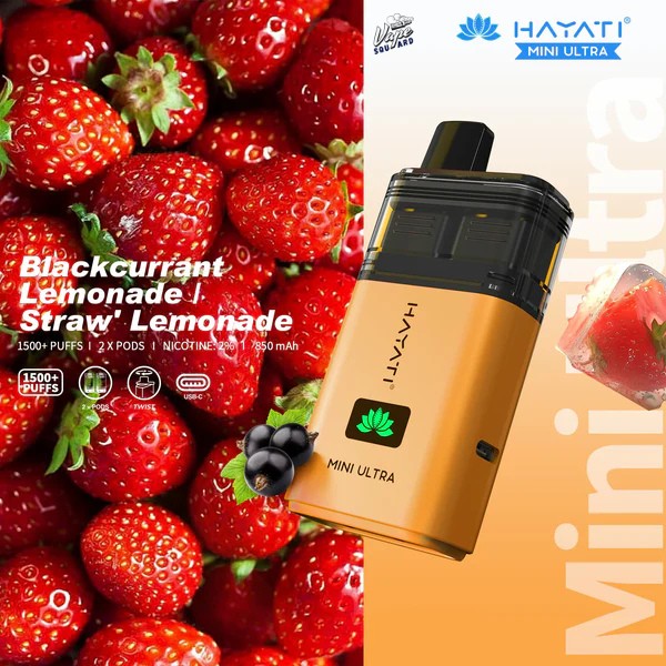 Hayati Mini Ultra 1500 Black Currant Lemonade / Straw’ Lemonade Prefilled Vape