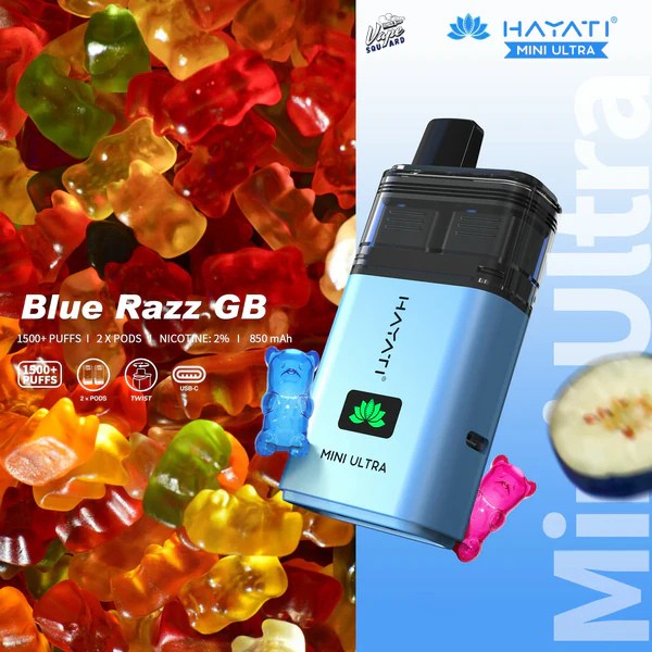 Hayati Mini Ultra 1500 Blue Razz GB Prefilled Vape