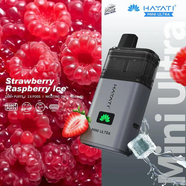 Hayati Mini Ultra 1500 Strawberry Raspberry Ice Vape Hayati Mini Ultra 1500 Strawberry Raspberry Ice Vape