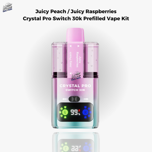Juicy Peach / Juicy Raspberries Crystal Pro Switch 30k Prefilled Vape Kit