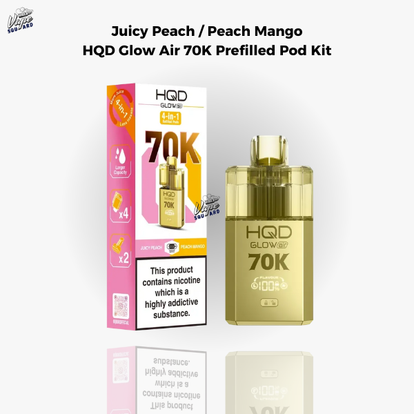 Juicy Peach / Peach Mango HQD Glow Air 70K Prefilled Pod Kit