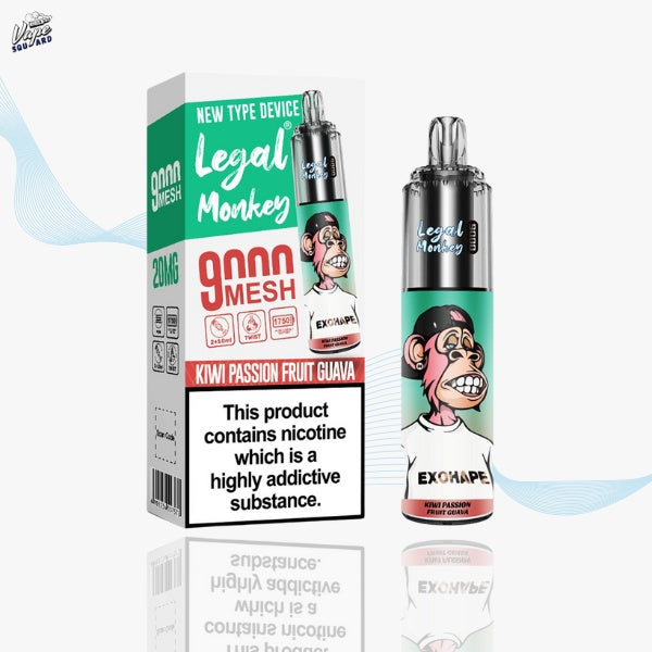 Kiwi Passion Fruit Guava Legal Monkey 9000 Prefilled Pod Kit