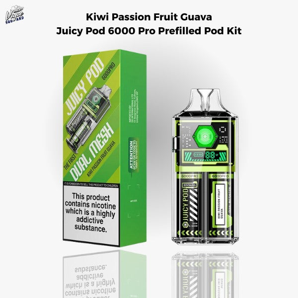 Kiwi Passion Fruit Guava Juicy Pod 6000 Pro Prefilled Pod Kit Kiwi Passion Fruit Guava Juicy Pod 6000 Pro Prefilled Pod Kit