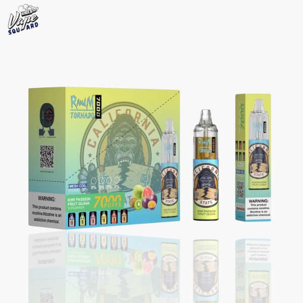 Kiwi Passion Fruit Guava RandM Tornado 7000 Puffs Prefilled Vape
