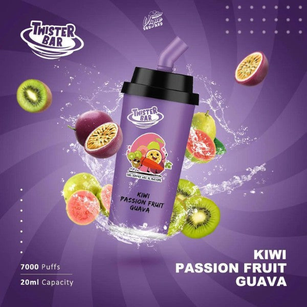 Kiwi Passion Fruit Guava Twister Bar 7000 Puffs Prefilled Vape
