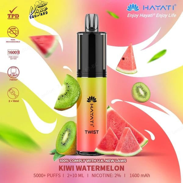 Kiwi Watermelon Hayati Twist 5000 Puffs Prefilled Vape