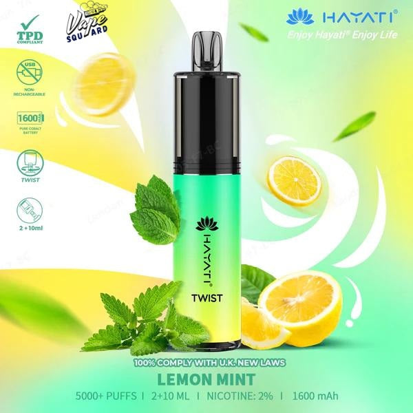 Lemon Mint Hayati Twist 5000 Puffs Prefilled Vape