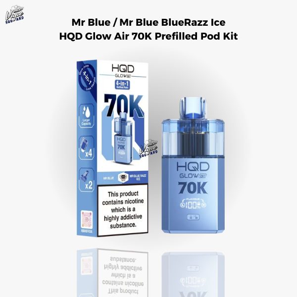 Mr Blue / Mr Blue Razz Ice HQD Glow Air 70K Prefilled Pod Kit