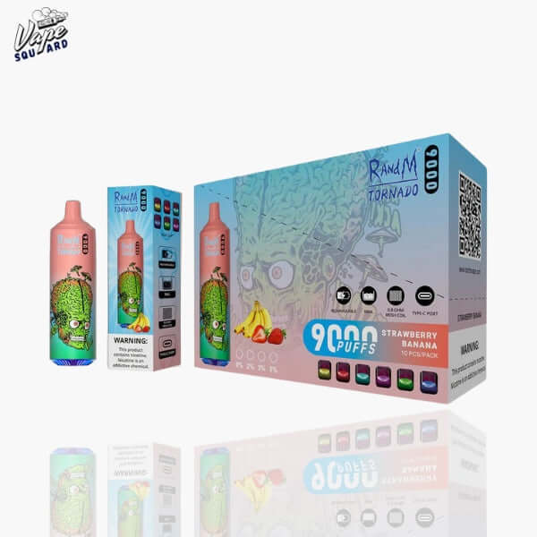 Strawberry Banana RandM Tornado 9000 Puffs Prefilled Vape