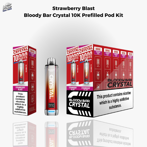 Strawberry Blast Bloody Bar Crystal 10K Prefilled Pod Kit