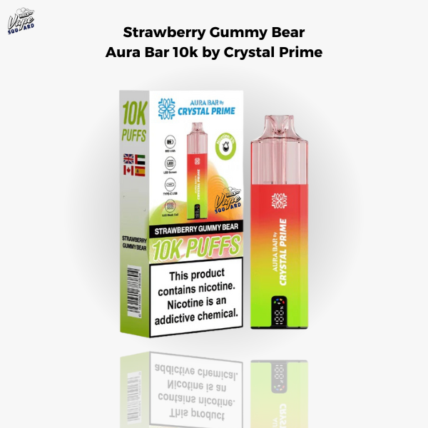 Strawberry Gummy Bear Aura Bar 10k Prefilled Vape By Crystal Prime