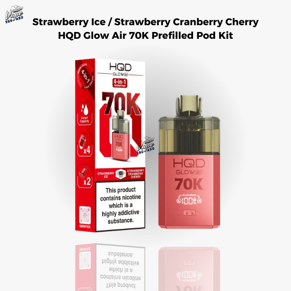 Strawberry Ice / Strawberry Cranberry Cherry HQD Glow Air 70K Prefilled Pod Kit