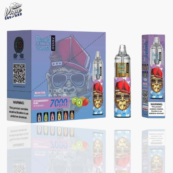 Strawberry Kiwi RandM Tornado 7000 Puffs Prefilled Vape