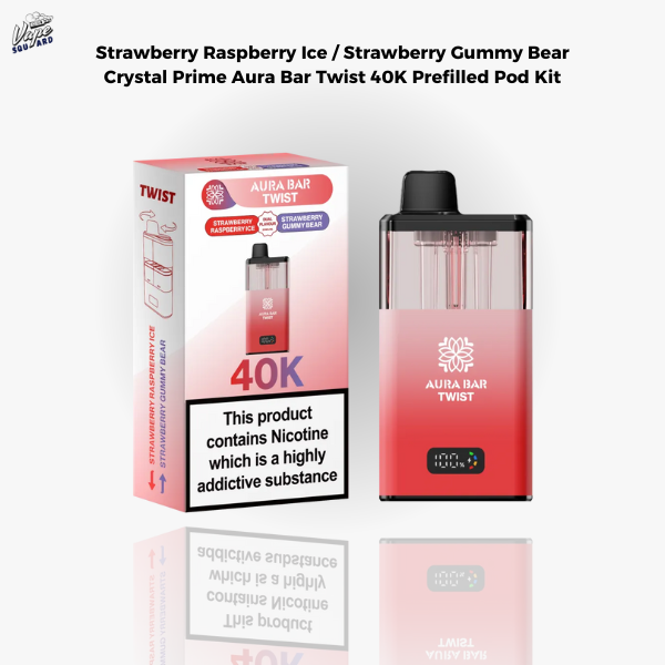 Strawberry Raspberry Cherry Ice Aura Bar Twist 40K Prefilled Pod Kit