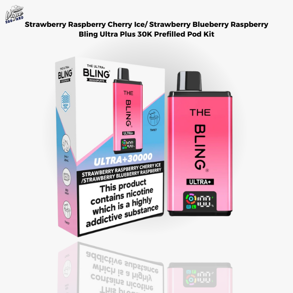 Strawberry Raspberry Cherry Ice and Strawberry Blueberry Raspberry Bling Ultra Plus 30K Prefilled Pod Kit