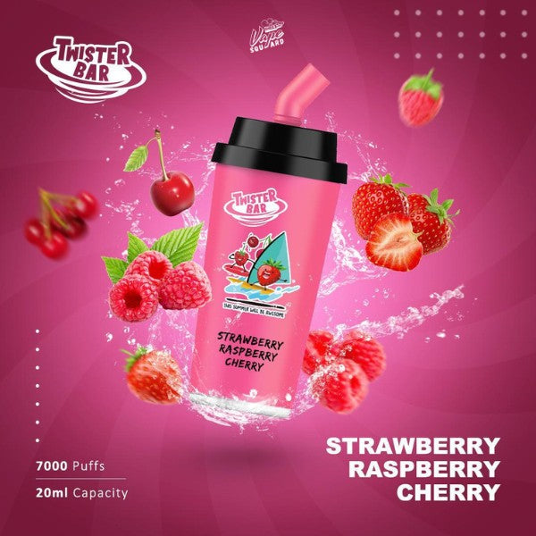 Strawberry Raspberry Cherry Twister Bar 7000 Puffs Prefilled Vape