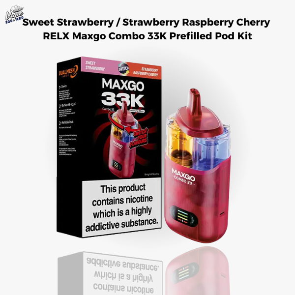 Sweet Strawberry / Strawberry Raspberry Cherry RELX Maxgo Combo 33K Prefilled Pod Kit