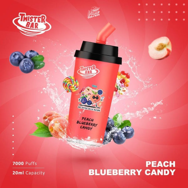 Twister Bar 7000 Peach Blueberry Candy Prefilled Vape