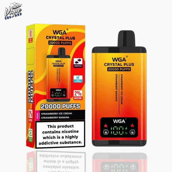 WGA Crystal Plus 20000 Strawberry Ice Cream and Strawberry Banana Prefilled Vape WGA Crystal Plus 20000 Strawberry Ice Cream and Strawberry Banana Prefilled Vape