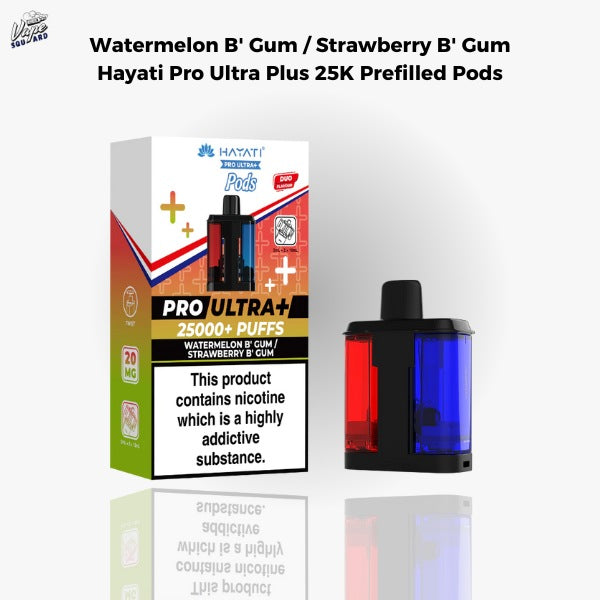 Watermelon B' Gum / Strawberry B' Gum Hayati Pro Ultra Plus 25K Prefilled Pods