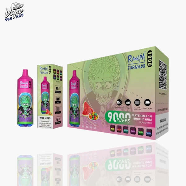 Watermelon Bubble Gum RandM Tornado 9000 Puffs Prefilled Vape