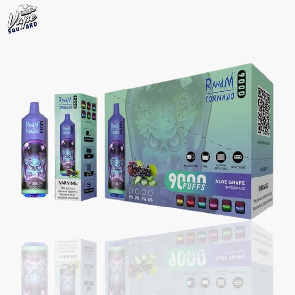 Aloe Grape RandM Tornado 9000 Puffs Prefilled Vape