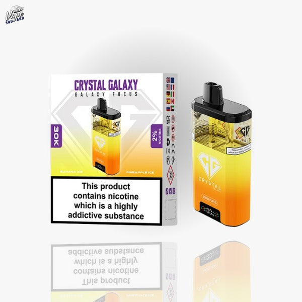 Banana Ice and Pineapple Ice Crystal Galaxy Focus 30K Prefilled Vape Kit